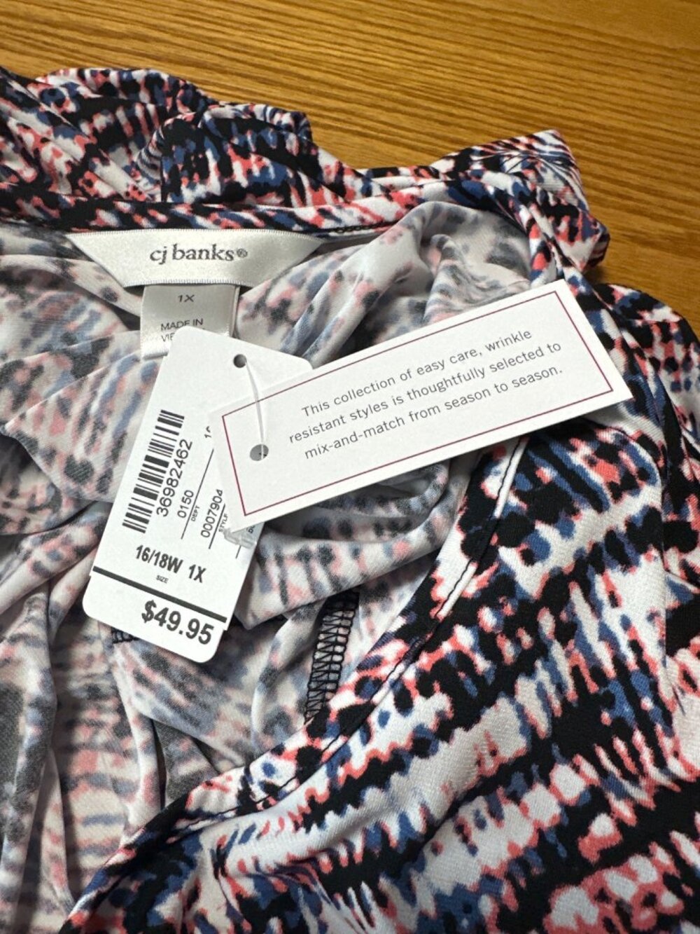 CJ Banks Printed Keyhole Neckline Long Sleeves Tunic Women's Size 1X - Picture 6 of 9